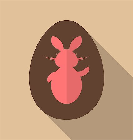 Illustration Easter bunny in chocolate egg, trendy flat style - vector Stock Photo - Budget Royalty-Free & Subscription, Code: 400-08113335