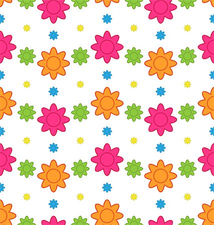 Illustration Seamless Floral Pattern with Colorful Flowers, Beautiful Pattern for Textile - Vector Stock Photo - Budget Royalty-Free & Subscription, Code: 400-08113348
