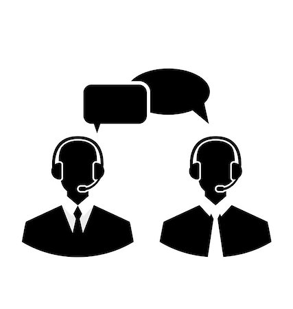 Illustration flat icons of call center silhouette mans operators wearing headsets, people isolated on white background - vector Stock Photo - Budget Royalty-Free & Subscription, Code: 400-08113359