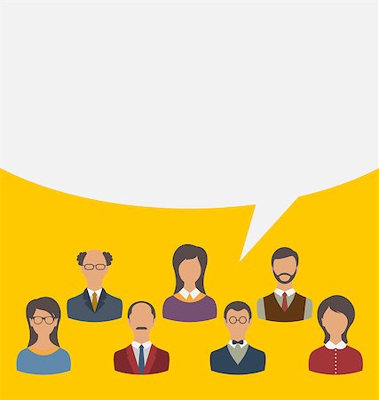 smeagorl (artist) - Illustration unity of business people team with speech bubble, modern flat icons - vector Fotografie stock - Microstock e Abbonamento, Codice: 400-08113375