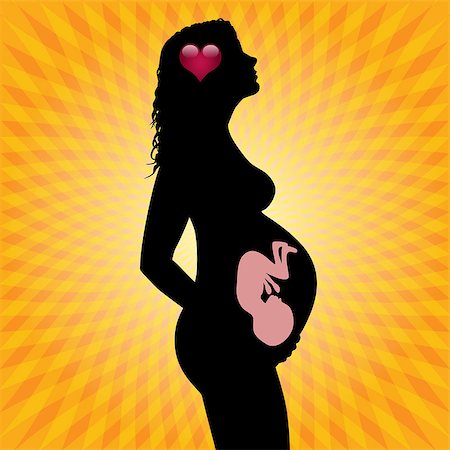 simsearch:400-06690931,k - An illustration of a pregnant woman on a yellow background, as a symbol of motherhood. Fotografie stock - Microstock e Abbonamento, Codice: 400-08113422