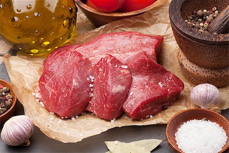 steak on paper - Raw fillet beef steak and spices closeup Stock Photo - Budget Royalty-Free & Subscription, Code: 400-08113627