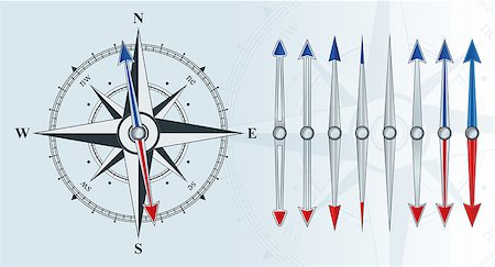 simsearch:400-08407154,k - Compass with wind rose. Set of arrows for the compass. Illustrations can be used as background Stockbilder - Microstock & Abonnement, Bildnummer: 400-08113818