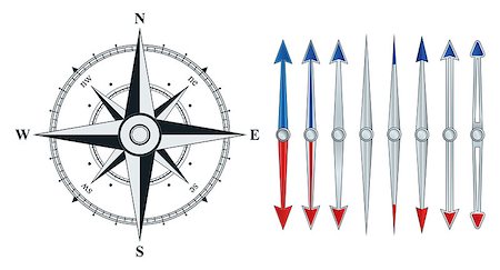 simsearch:400-08407154,k - Compass with wind rose. Set the arrow of the compass. The illustration on a white background. Stockbilder - Microstock & Abonnement, Bildnummer: 400-08113819