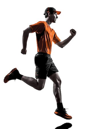 one young man runner jogger running jogging in silhouette isolated on white background Foto de stock - Super Valor sin royalties y Suscripción, Código: 400-08113834