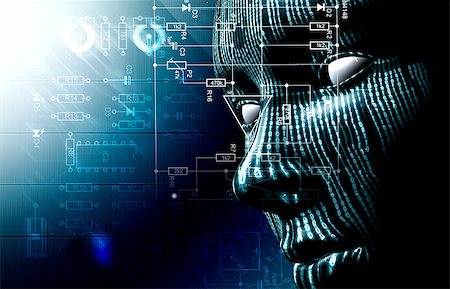 Background with binary code and face. Background of technology and hacker Fotografie stock - Microstock e Abbonamento, Codice: 400-08113902