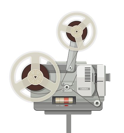 Vintage retro cinema projector for film show. Eps10 vector illustration. Isolated on white background Stock Photo - Budget Royalty-Free & Subscription, Code: 400-08113957