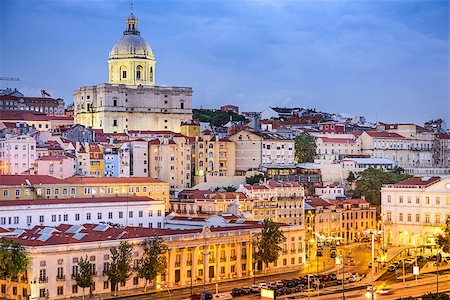 Lisbon, Portugal twilight cityscape at the Alfama District. Stockbilder - Microstock & Abonnement, Bildnummer: 400-08113998