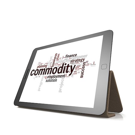 simsearch:400-04644175,k - Commodity word cloud on tablet image with hi-res rendered artwork that could be used for any graphic design. Foto de stock - Super Valor sin royalties y Suscripción, Código: 400-08134029