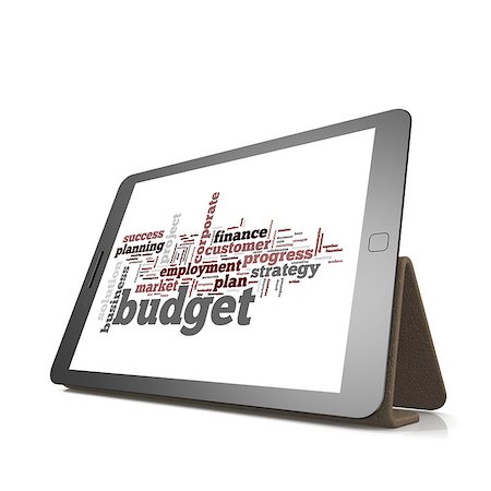 simsearch:400-07295043,k - Budget word cloud on tablet image with hi-res rendered artwork that could be used for any graphic design. Foto de stock - Super Valor sin royalties y Suscripción, Código: 400-08134021