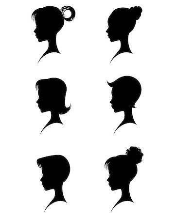 Vector illustration of a silhouettes head girls Stock Photo - Budget Royalty-Free & Subscription, Code: 400-08134161