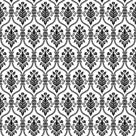 simsearch:400-08022503,k - Damask seamless vector pattern.  For easy making seamless pattern just drag all group into swatches bar, and use it for filling any contours. Stock Photo - Budget Royalty-Free & Subscription, Code: 400-08134186