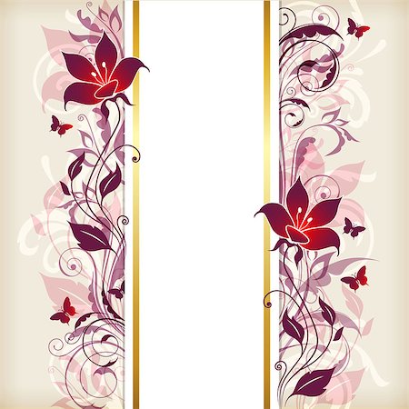 simsearch:400-08132574,k - Vertical vintage floral banner with violet and pink flowers Stockbilder - Microstock & Abonnement, Bildnummer: 400-08134202