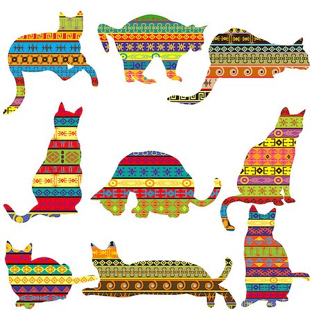 simsearch:400-08134329,k - Ethnic decorative patterned cats Stock Photo - Budget Royalty-Free & Subscription, Code: 400-08134317