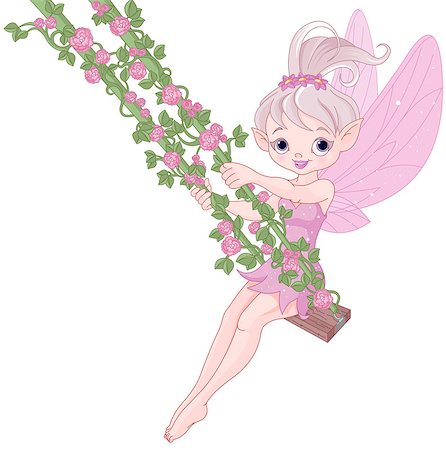 simsearch:400-08015077,k - Illustration of Pixy fairy on a swing Foto de stock - Super Valor sin royalties y Suscripción, Código: 400-08134549