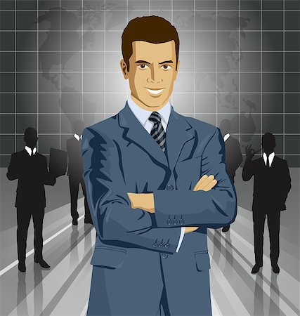 fashionable office worker full length - Vector business man in suit with folded hands. All layers well organized and easy to edit Stock Photo - Budget Royalty-Free & Subscription, Code: 400-08134735