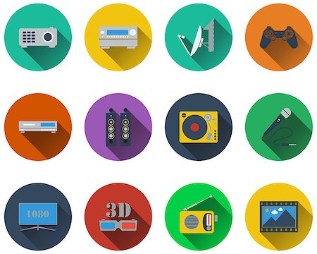 Set of multimedia icons in flat design. EPS 10 vector illustration with transparency. Stock Photo - Budget Royalty-Free & Subscription, Code: 400-08134855