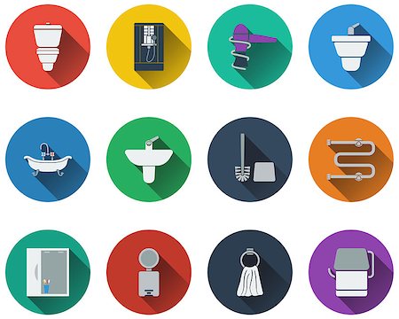 simsearch:700-06808770,k - Set of bathroom icons in flat design. EPS 10 vector illustration with transparency. Stockbilder - Microstock & Abonnement, Bildnummer: 400-08134859