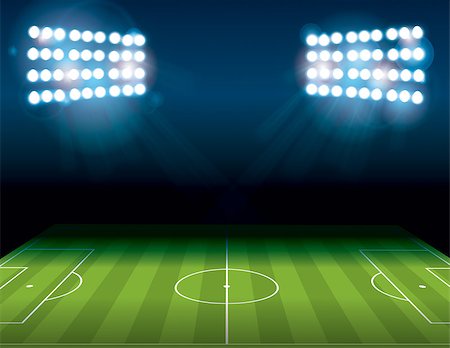 enterlinedesign (artist) - A football American Soccer field lit at night. Vector EPS 10 available. EPS file contains transparencies and gradient mesh. Foto de stock - Super Valor sin royalties y Suscripción, Código: 400-08134966