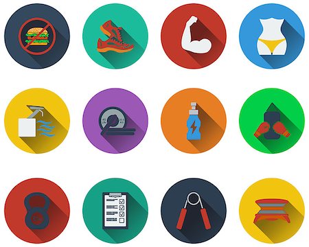 simsearch:400-07976328,k - Set of fitness icons in flat design. EPS 10 vector illustration with transparency. Foto de stock - Royalty-Free Super Valor e Assinatura, Número: 400-08135046