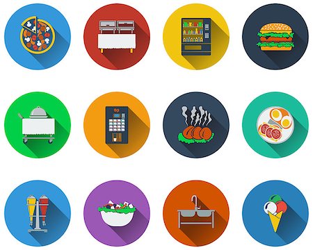 restaurant washing dishes - Set of restaurant icons in flat design. EPS 10 vector illustration with transparency. Stock Photo - Budget Royalty-Free & Subscription, Code: 400-08135042