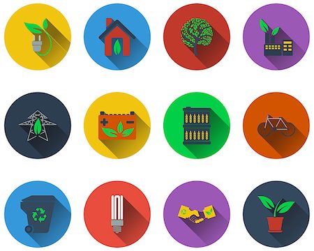 Set of ecological icons in flat design. EPS 10 vector illustration with transparency. Stock Photo - Budget Royalty-Free & Subscription, Code: 400-08135043