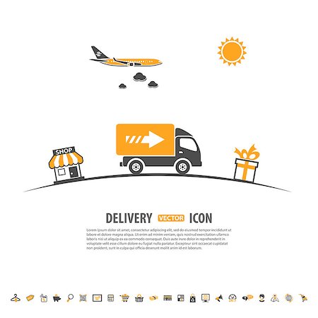 simsearch:400-08133409,k - Internet Shopping vector concept with Icon Set and Flat Shop and Delivery Icons for e-commerce marketing and advertising Foto de stock - Super Valor sin royalties y Suscripción, Código: 400-08135404