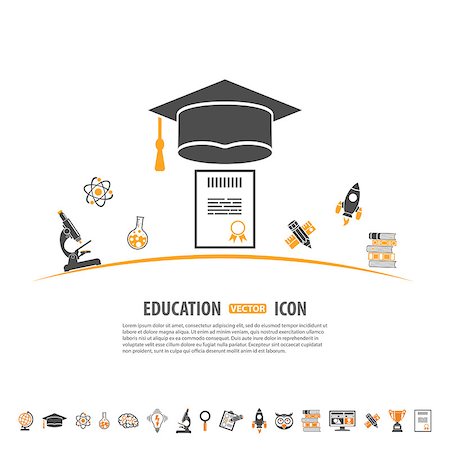 Online Education and E-learning concept with Icon Set for Flyer, Poster, Web Site. Vector illustration. Stock Photo - Budget Royalty-Free & Subscription, Code: 400-08135407