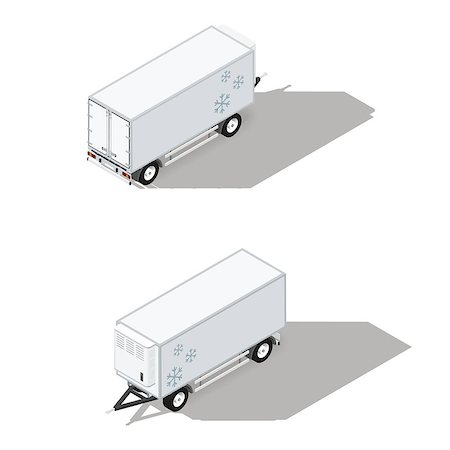 Trailer with a refrigeration chamber detailed isometric icons set vector graphic illustration Stock Photo - Budget Royalty-Free & Subscription, Code: 400-08135422