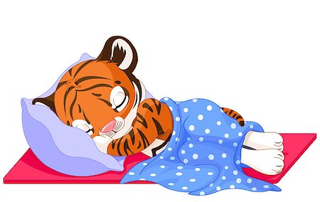 Illustration of cute tiger sleeping Stock Photo - Budget Royalty-Free & Subscription, Code: 400-08135467