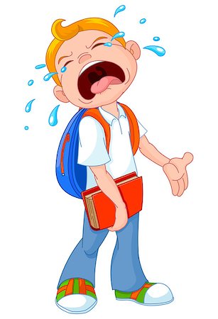 Illustration of crying boy walking to school Stock Photo - Budget Royalty-Free & Subscription, Code: 400-08135564