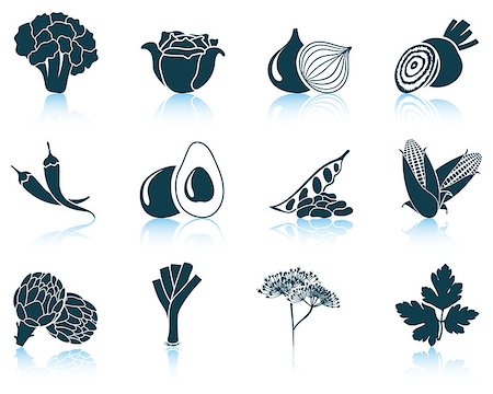 Set of vegetable icons. EPS 10 vector illustration without transparency. Foto de stock - Super Valor sin royalties y Suscripción, Código: 400-08135570