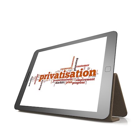 simsearch:400-04644175,k - Privatisation word cloud on tablet image with hi-res rendered artwork that could be used for any graphic design. Foto de stock - Super Valor sin royalties y Suscripción, Código: 400-08135685