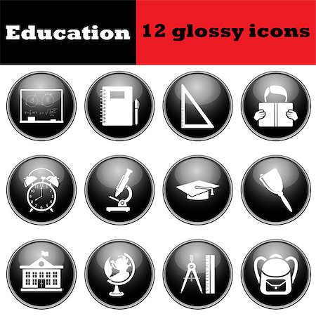 simsearch:400-08553696,k - Set of education glossy icons. EPS 10 vector illustration. Fotografie stock - Microstock e Abbonamento, Codice: 400-08137625