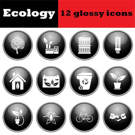 Set of ecological glossy icons. EPS 10 vector illustration. Stock Photo - Budget Royalty-Free & Subscription, Code: 400-08137629