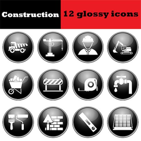 simsearch:400-08553696,k - Set of construction glossy icons. EPS 10 vector illustration. Foto de stock - Super Valor sin royalties y Suscripción, Código: 400-08137630