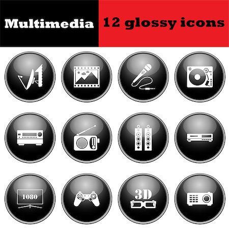 Set of multimedia glossy icons. EPS 10 vector illustration. Stock Photo - Budget Royalty-Free & Subscription, Code: 400-08137631