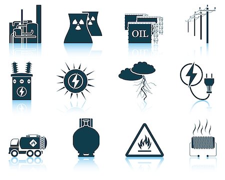 electrical plugs danger - Set of energy icons. EPS 10 vector illustration without transparency. Stock Photo - Budget Royalty-Free & Subscription, Code: 400-08137642