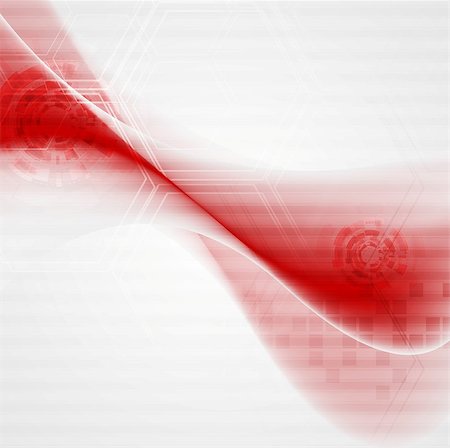 simsearch:400-08135278,k - Red wavy tech abstract background. Vector design Stock Photo - Budget Royalty-Free & Subscription, Code: 400-08137715