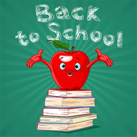 simsearch:400-08288625,k - Back to school design of red apple on pile of books Foto de stock - Royalty-Free Super Valor e Assinatura, Número: 400-08137784
