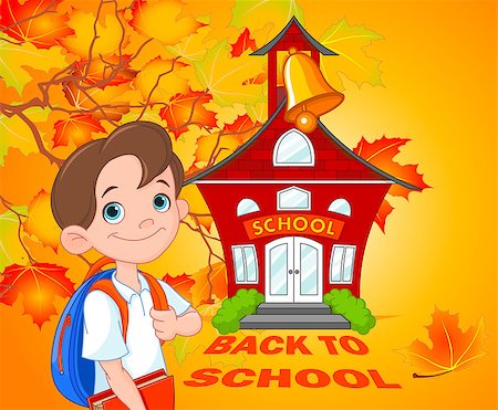 school child door - Illustration of schoolboy goes to school Stock Photo - Budget Royalty-Free & Subscription, Code: 400-08137785