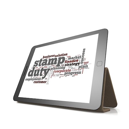 simsearch:400-04644175,k - Stamp duty word cloud on tablet image with hi-res rendered artwork that could be used for any graphic design. Foto de stock - Super Valor sin royalties y Suscripción, Código: 400-08137819