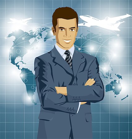 people airports silhouettes - Vector Idea and travel concept. Business man with laptop in his hands. All layers well organized and easy to edit Stock Photo - Budget Royalty-Free & Subscription, Code: 400-08137857