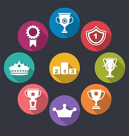 simsearch:400-08336790,k - Illustration Collection of Awards and Trophy Signs, Minimalistic Icons - Vector Photographie de stock - Aubaine LD & Abonnement, Code: 400-08137894