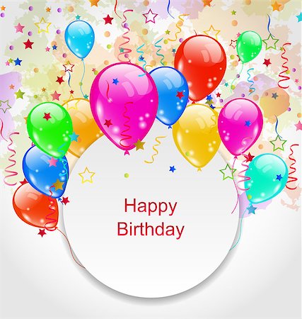 simsearch:400-04402561,k - Illustration Birthday Celebration Card with Colorful Balloons - Vector Foto de stock - Royalty-Free Super Valor e Assinatura, Número: 400-08137898