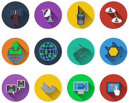 radio and television use of computer - Set of communication icons in flat design Stock Photo - Budget Royalty-Free & Subscription, Code: 400-08138010