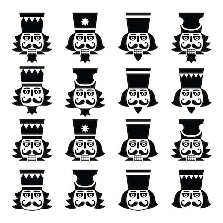 simsearch:400-05030782,k - Vector icons set of Xmas nutcrackers heads isolated on white Stock Photo - Budget Royalty-Free & Subscription, Code: 400-08138025