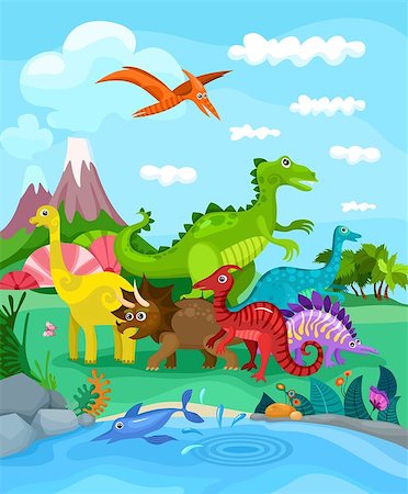 illustration of dinosaurs Foto de stock - Super Valor sin royalties y Suscripción, Código: 400-08138051