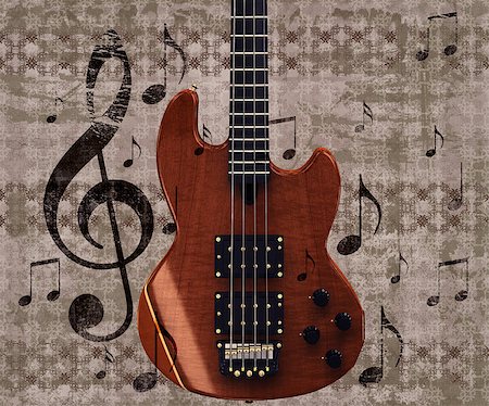 simsearch:400-08138524,k - Illustration of abstract grunge retro musical background with guitar. Photographie de stock - Aubaine LD & Abonnement, Code: 400-08138067