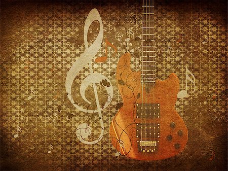 simsearch:400-04033507,k - Illustration of abstract grunge retro musical background with guitar. Photographie de stock - Aubaine LD & Abonnement, Code: 400-08138069